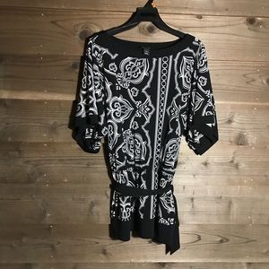 WHBM 3/4 Sleeve Tie Waist Boat Neck Tunic. Sz Med